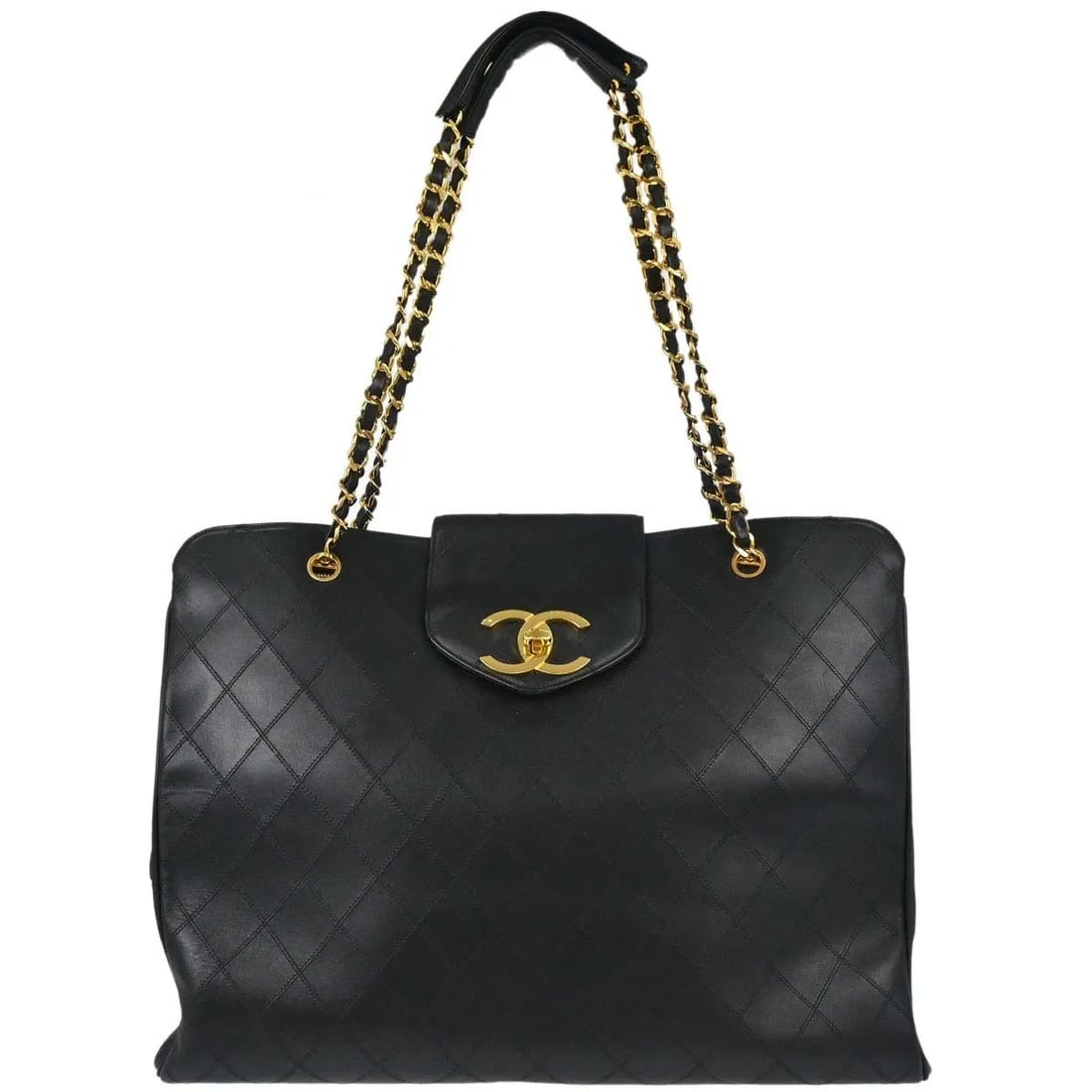 Chanel Vintage Supermodel Weekender Black Leather Bag (1 of 16)