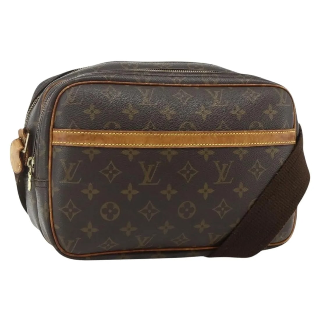 Louis Vuitton Monogram Canvas Reporter Shoulder Bag Brown Unisex: Louis Vuitton Monogram Canvas Reporter Shoulder Bag Brown Unisex This Louis Vuitton Reporter Bag features the iconic Monogram Canvas design in brown and is suitable for unisex use. The bag shows signs