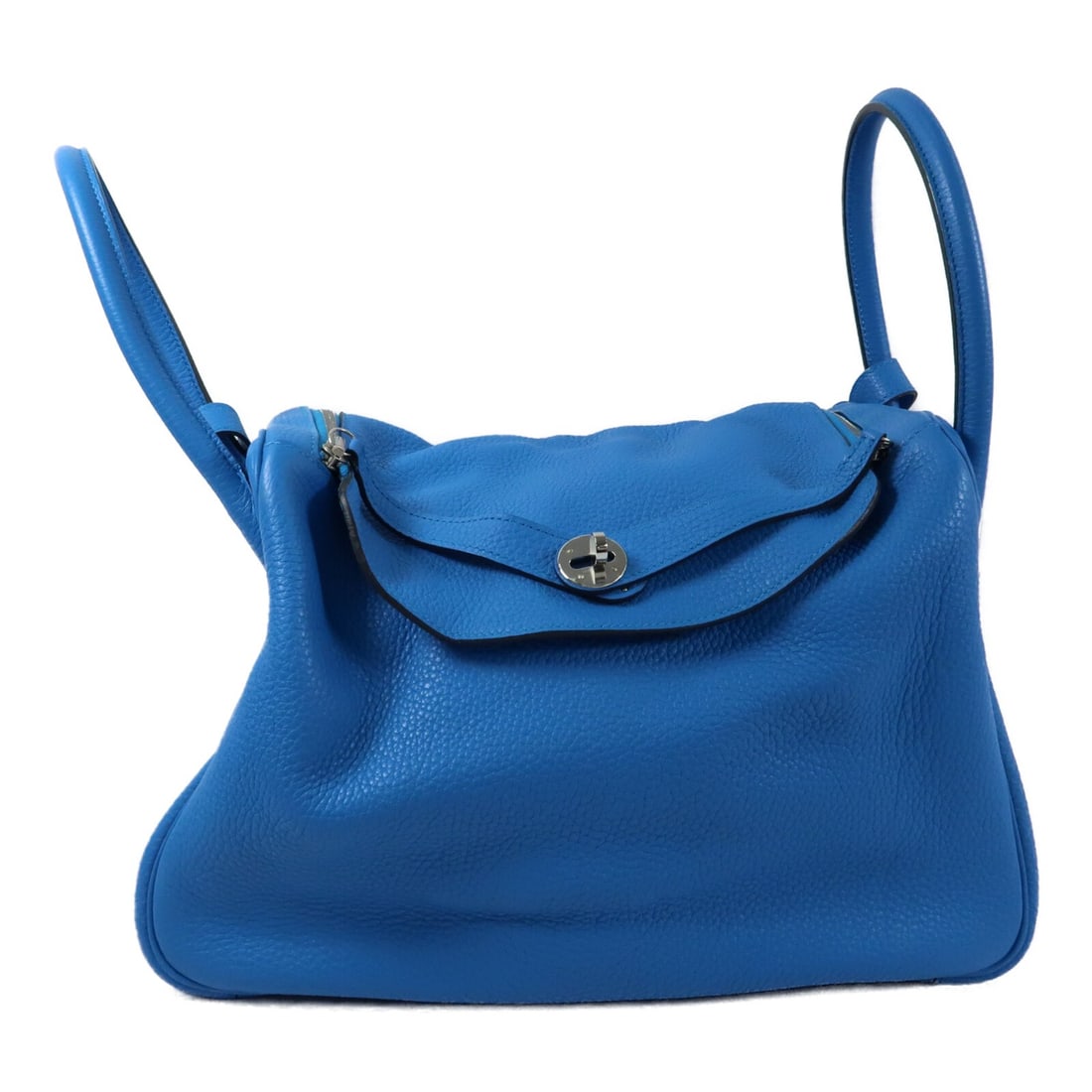 Hermes Lindy 34 Blue Taurillon Clemence Leather Shoulder Bag Palladium Hardware (1 of 18)