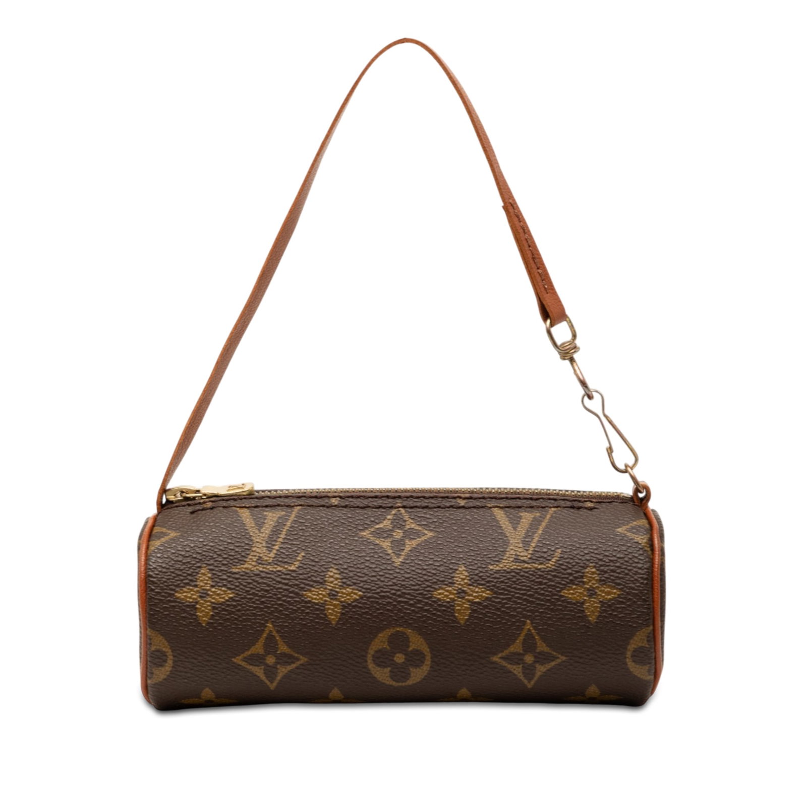 Louis Vuitton Papillon Pochette Monogram Canvas Shoulder Bag: Louis Vuitton Papillon Pochette Monogram Canvas Shoulder Bag Louis Vuitton Monogram Papillon Pochette crafted with a monogram canvas body, leather trim, a flat leather strap, and a top zip closure. Ma