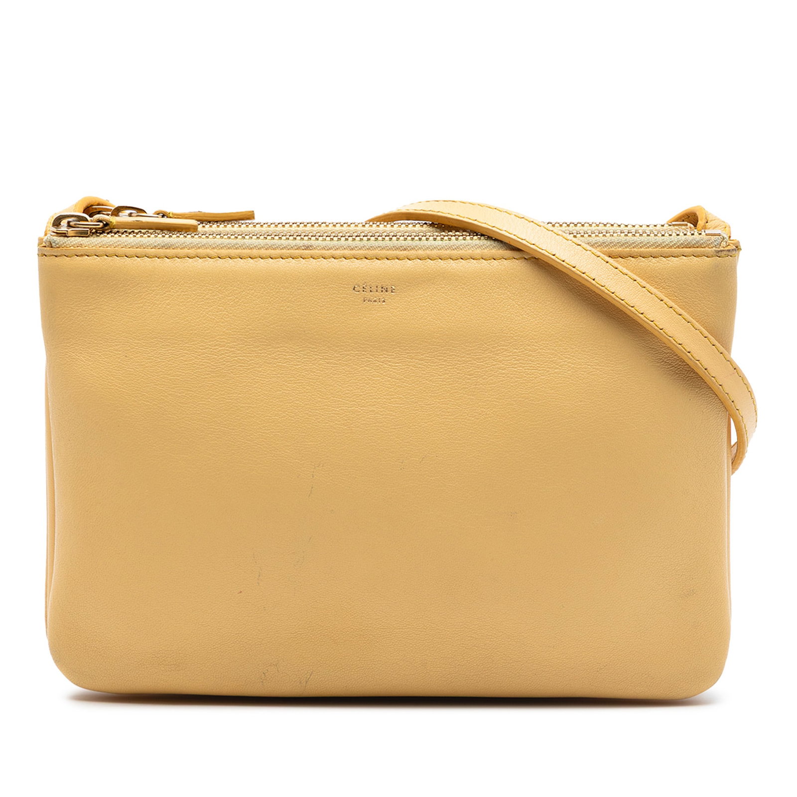 Celine Trio Small Lambskin Leather Crossbody Bag Yellow (1 of 6)
