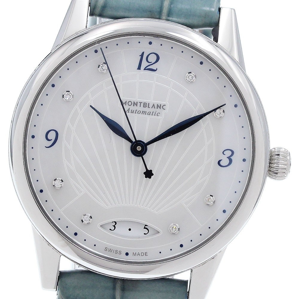 Montblanc Boheme 7383 Women's Automatic Date Wristwatch: Montblanc Boheme 7383 Women's Automatic Date Wristwatch This Montblanc Boheme 8P Diamond Date Automatic women's wristwatch features a stainless steel case paired with a white mother-of-pearl dial. The