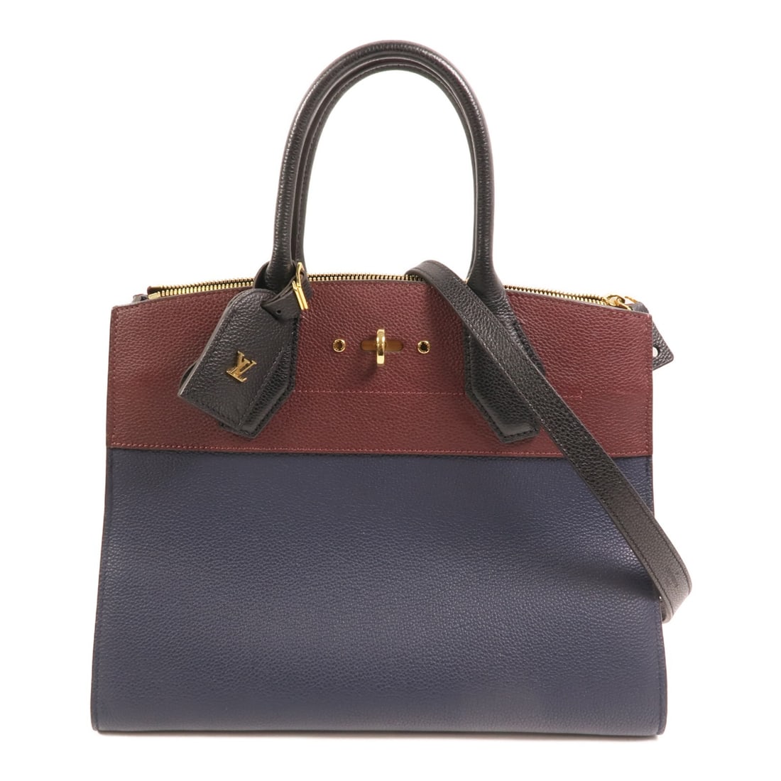 Louis Vuitton City Steamer MM Blue Shoulder Bag Taurillon Leather Gold Hardware: Louis Vuitton City Steamer MM Blue Shoulder Bag Taurillon Leather Gold Hardware This Louis Vuitton City Steamer MM 2-way shoulder bag is crafted from blue Taurillon calfskin leather and offers versati