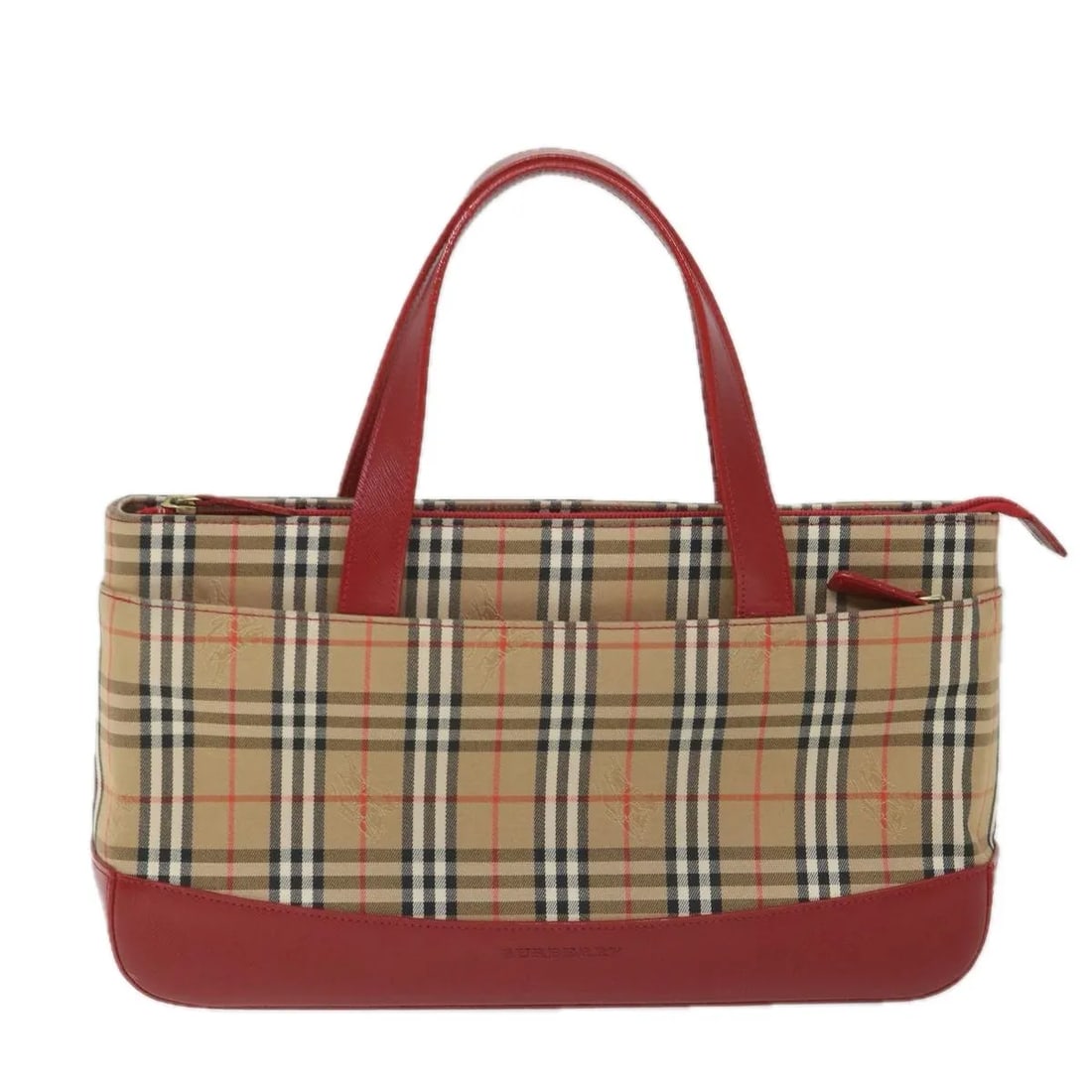 Nova Check Beige Nylon and Leather Shoulder Bag by Burberry: Nova Check Beige Nylon and Leather Shoulder Bag by Burberry This Burberry Nova Check handbag is crafted from beige nylon and features leather accents. Designed for women, it offers a spacious interior