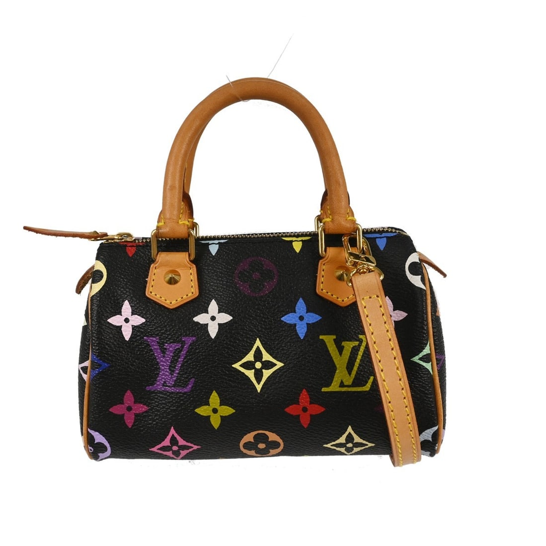 Louis Vuitton Mini Speedy Multicolor Canvas 2way Bag M92644: Louis Vuitton Mini Speedy Multicolor Canvas 2way Bag M92644 Louis Vuitton Mini Speedy 2-way handbag in black Monogram Multicolor canvas with leather trim. This women's mini handbag features double han
