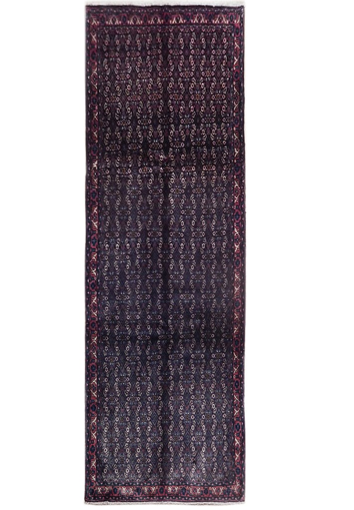 Elegant 4' x 11' Dark Maroon Herati Persian Mousel Runner (1 of 7)