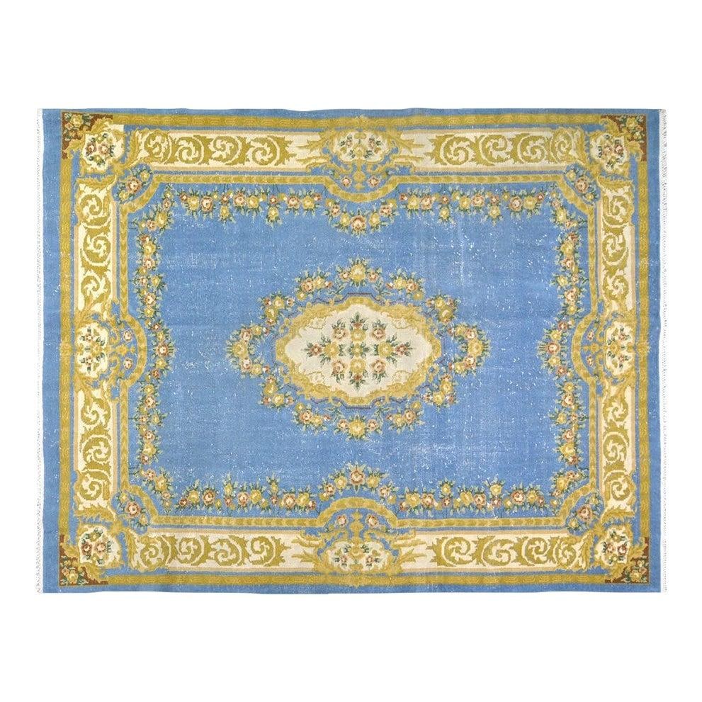 7'7 x 10' Hand Knotted Wool Art Deco Chinese Area Rug: 7'7 x 10' Hand Knotted Wool Art Deco Chinese Area Rug This vintage Chinese Art Deco rug is hand-knotted from wool using traditional techniques. Its design combines classic artistry with modern influen