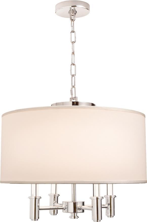 Kalco Modern DuPont Pendant Light Chrome Silk Crystal 4 Bulb Dimmable: Kalco Modern DuPont Pendant Light Chrome Silk Crystal 4 Bulb Dimmable Illuminate your space with the elegant Modern DuPont Pendant, featuring luxurious silk shades and stunning optic crystal accents. 
