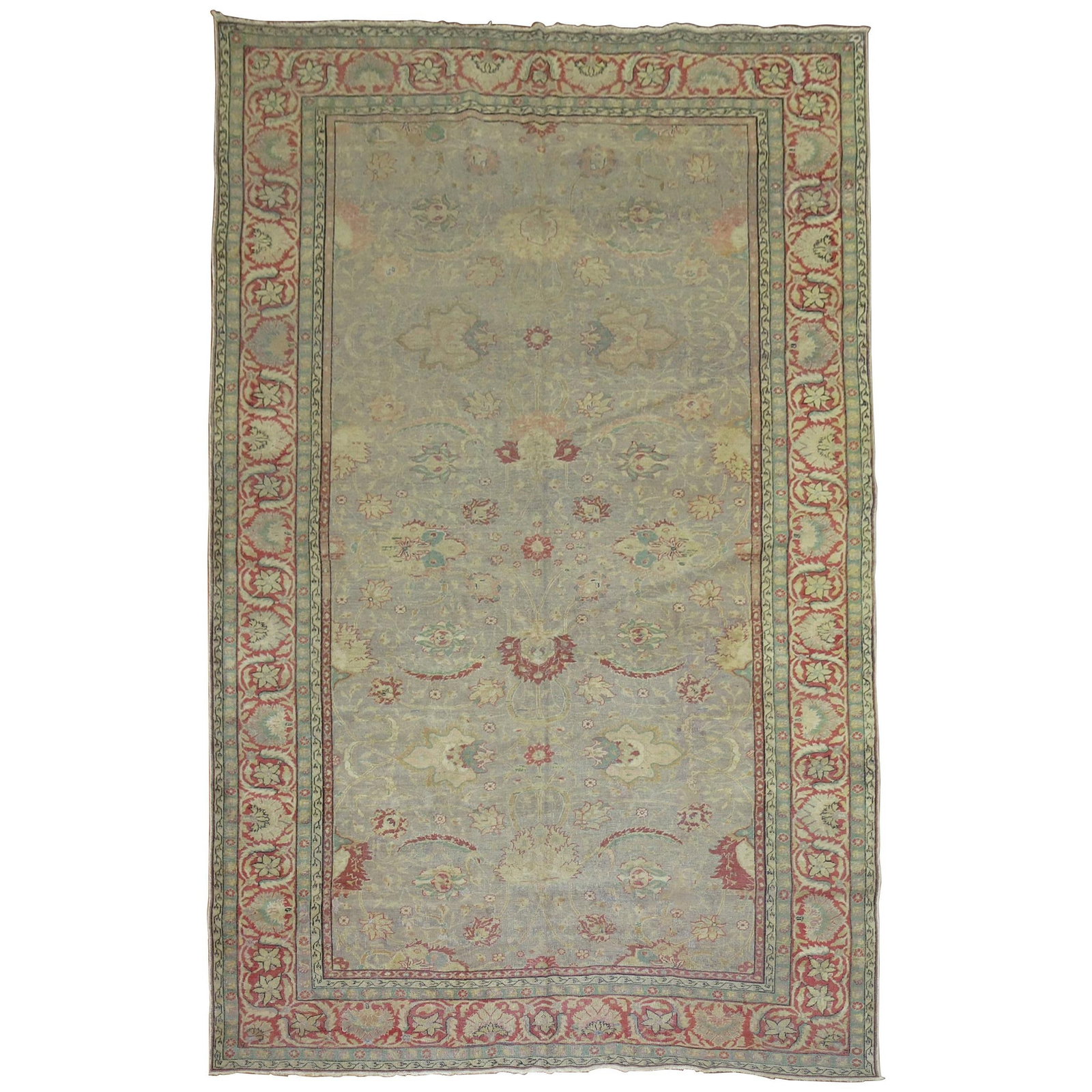 Late 19th Century Turkish Sivas Wool Hand Knotted Rug: Late 19th Century Turkish Sivas Wool Hand Knotted Rug Discover this exquisite Fine Gray Antique Turkish Sivas Rug, a stunning piece that showcases the artistry of late 19th-century craftsmanship. Hand