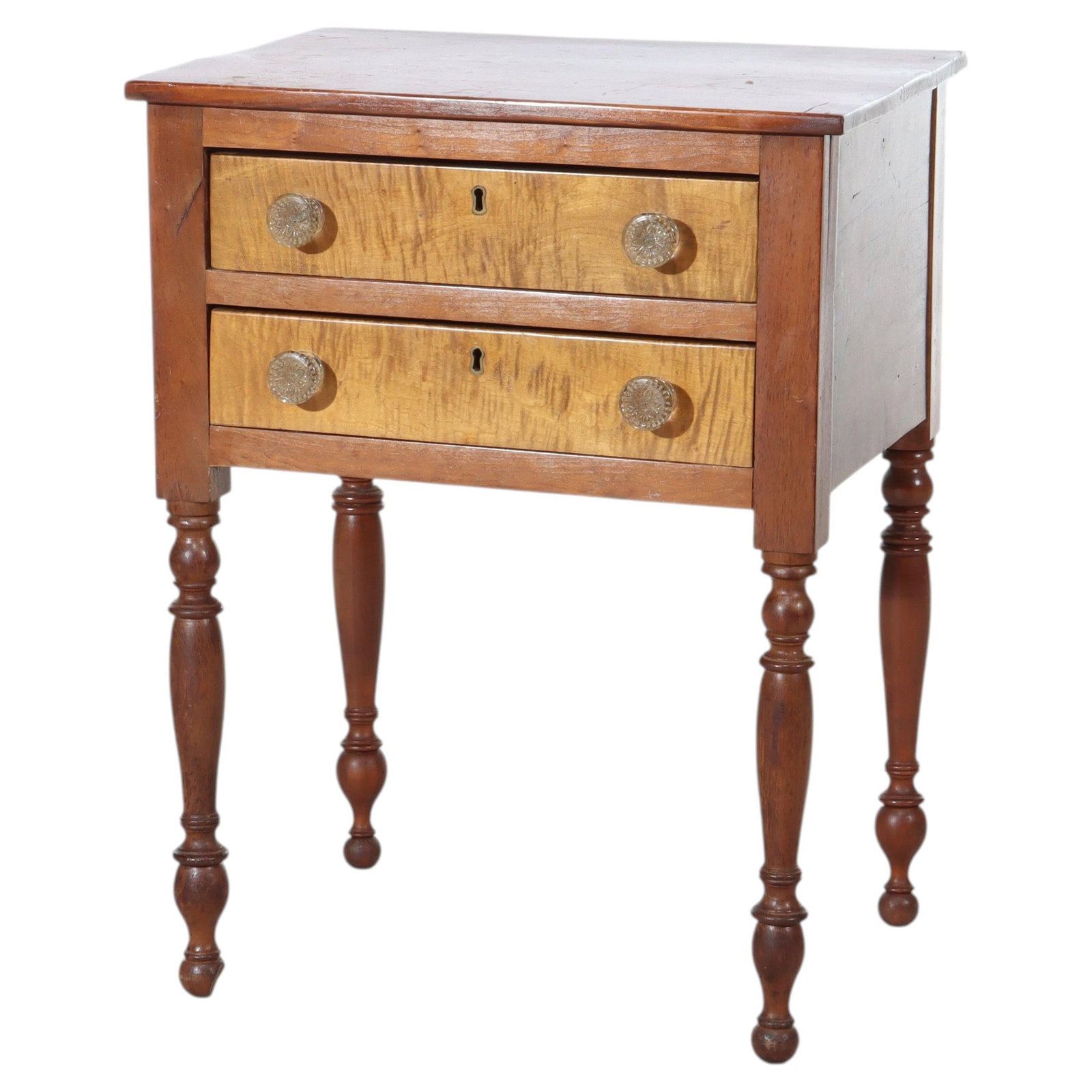 Sheraton cherry sewing table with tiger maple drawers (1 of 12)