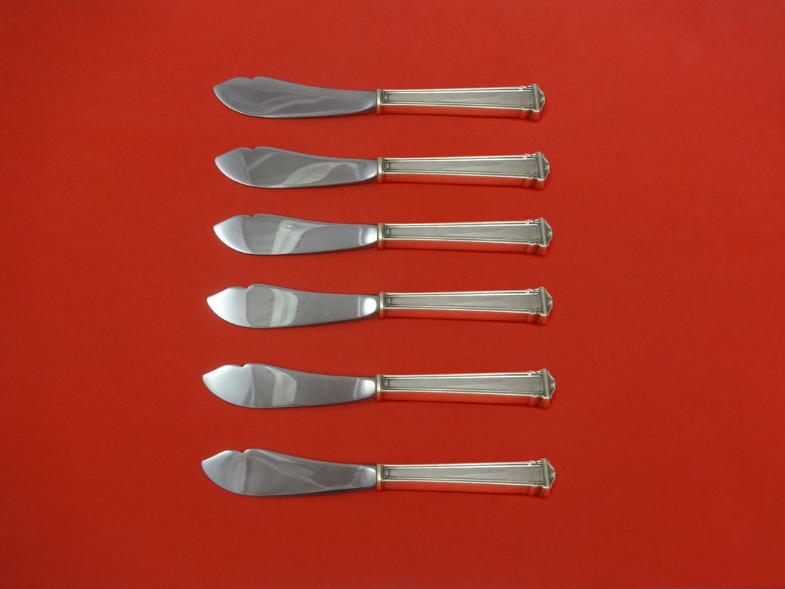 International Sterling Silver Theseum Trout Knife Set 6pc Custom 7.5": International Sterling Silver Theseum Trout Knife Set 6pc Custom 7.5" Elevate your dining experience with this exquisite 6-piece trout knife set in the Theseum pattern by International Sterling. Each 