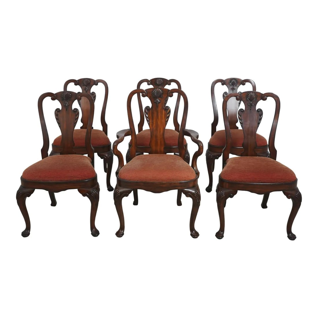Six Mahogany Georgian Dining Chairs with Queen Anne Legs by Maitland Smith Set of 6 (1 of 10)