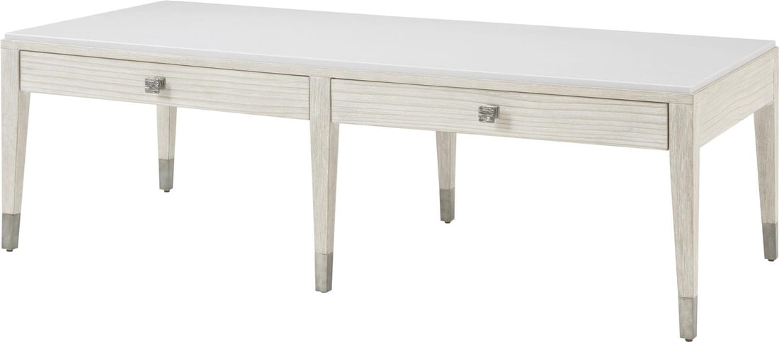 Theodore Alexander Sea Salt Finish Modern Cocktail Table: Theodore Alexander Sea Salt Finish Modern Cocktail Table Elevate your living space with this Chic Casual Modern Marble Cocktail Table, designed for both style and functionality. Featuring a sleek rect