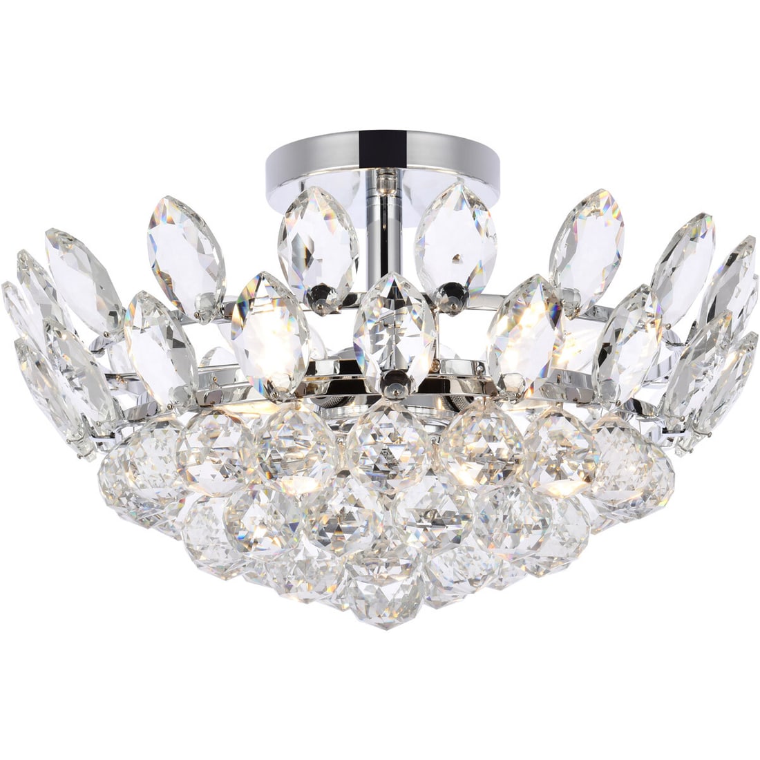 Emilia 16 Inch Chrome Crystal Flush Mount Ceiling Light 3-Light Modern Chandelier (1 of 9)