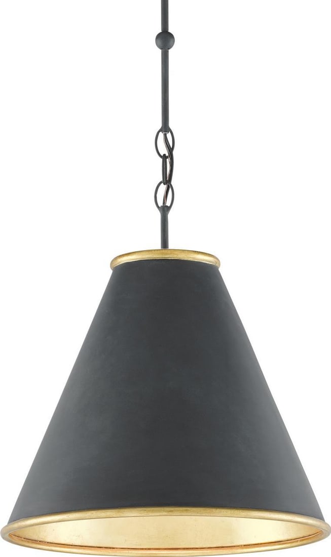 Currey Pierrepont Pendant Light Black Gold Leaf: Currey Pierrepont Pendant Light Black Gold Leaf Illuminate your space with the Versatile Pierrepont Pendant, expertly crafted in a stunning antique or vintage style. This captivating pendant light fea