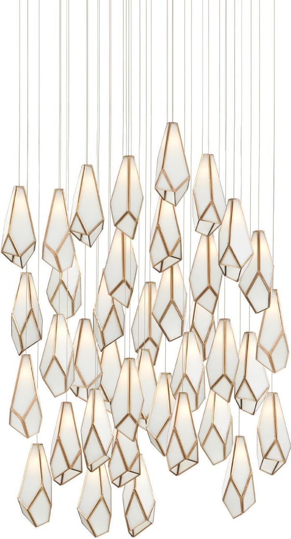 Currey Glace White Multi-Drop Pendant with Art Glass Shades: Currey Glace White Multi-Drop Pendant with Art Glass Shades Illuminate your space with the exquisite Glace White Pendant featuring elegant art glass shades. This multi-drop pendant light boasts an ant