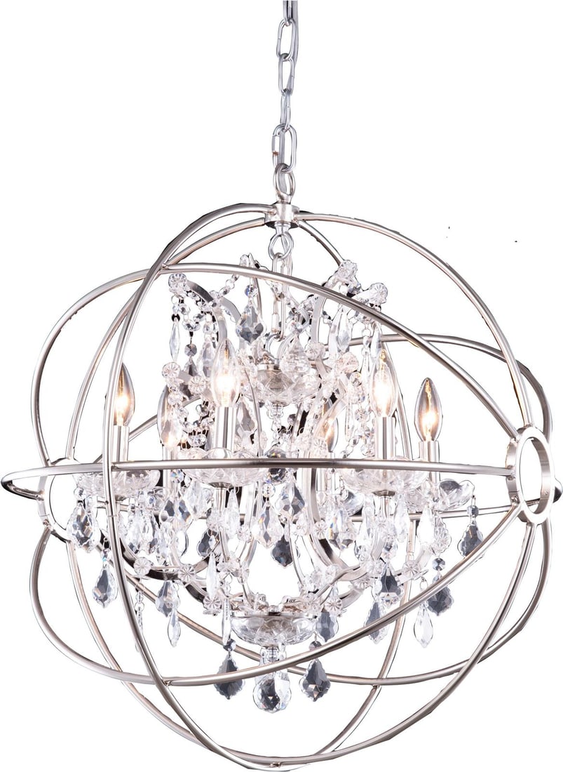 Elegant Lighting Geneva Pendant Lamp Polished Nickel Royal-Cut Crystals (1 of 1)