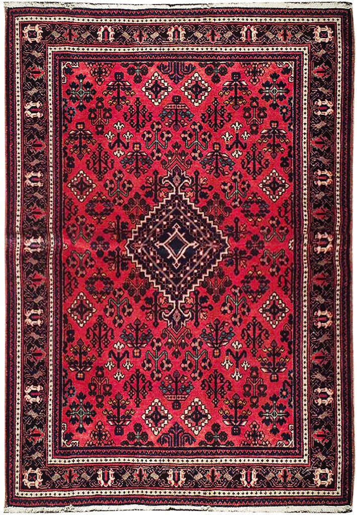 4'4 x 7' Handmade Semi-Antique Persian Josheghan Rug from Iran: 4'4 x 7' Handmade Semi-Antique Persian Josheghan Rug from Iran Free continental US Shipping Introducing the 4' x 7' Semi-Antique Persian Josheghan Rug, a captivating piece that embodies the elegance a