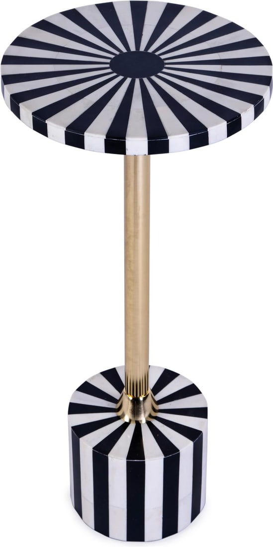 Zane Collection Modern Round Side Table with Black Bone Inlay (1 of 5)