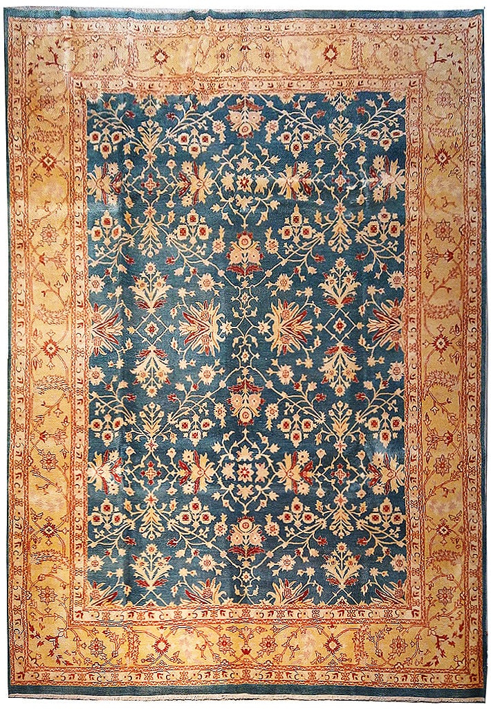 9 x 12 Handwoven Ziglar Rug Teal Gold Wool Area Rug: 9 x 12 Handwoven Ziglar Rug Teal Gold Wool Area Rug Free continental US Shipping Elevate your living space with the exquisite 9 x 12 Quality Ziglar Rug in Teal and Gold. This stunning area rug showcas