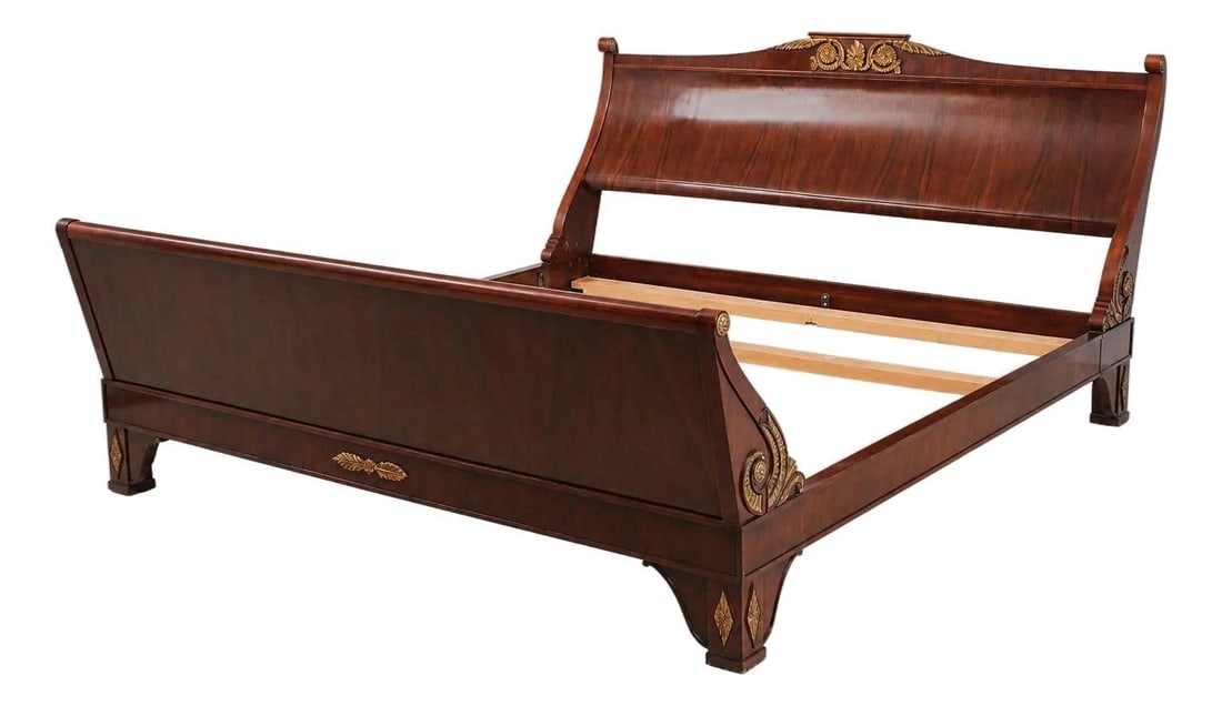 King Size Walnut Bed by John Widdicomb Russian Empire Design (1 of 10)