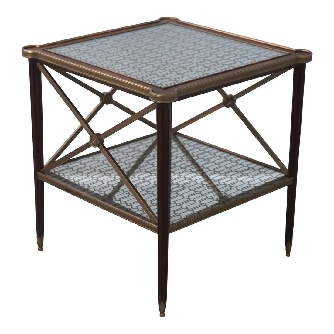 24w x 24d x 26h Theodore Alexander Directoire mirrored side table (1 of 10)