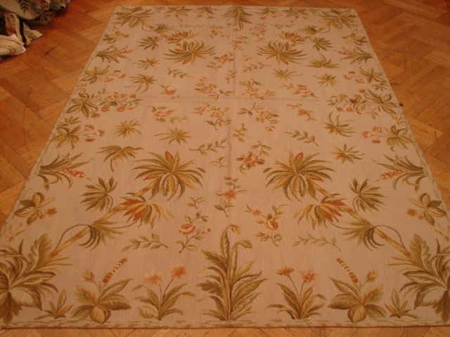 Vibrant 6 x 9 Tropical Needlepoint Rug: Vibrant 6 x 9 Tropical Needlepoint Rug Free continental US Shipping Enhance your living space with this vibrant 6 x 9 Tropical Needlepoint Rug, designed to bring a touch of nature into your home. This