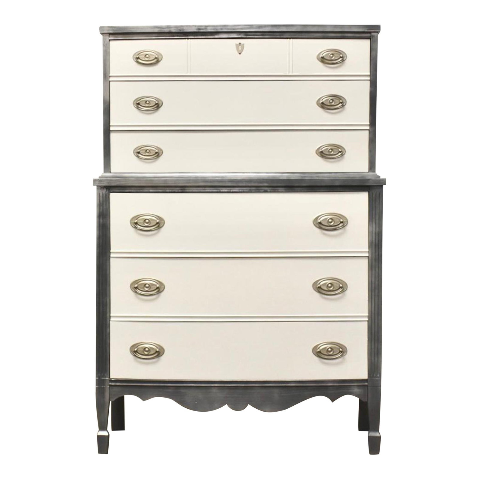 Vintage Grey and White Tall Dresser 53 Inches Metal Finish (1 of 9)