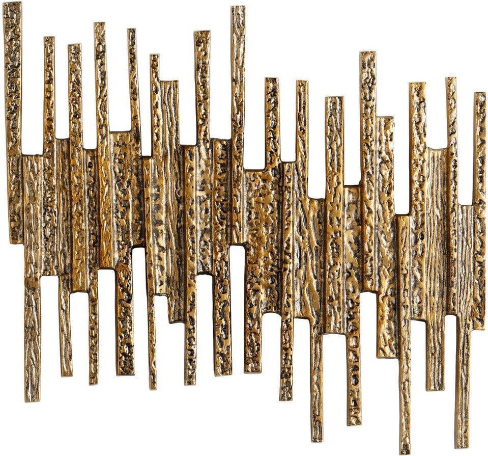 Cyan Brass Finish Wall Sculpture 21.50 x 23 Irregular Shape: Cyan Brass Finish Wall Sculpture 21.50 x 23 Irregular Shape This elegant vintage-style wall decor piece is a stunning addition to any space, designed with an intricate irregular shape that adds charac
