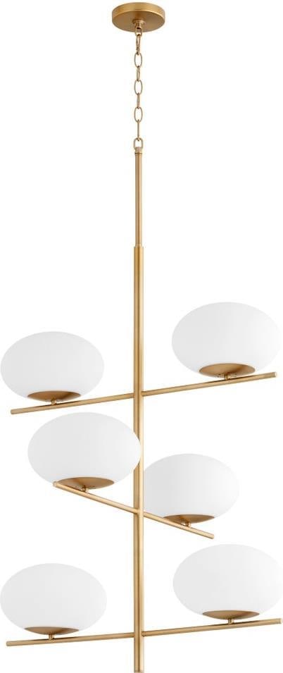 Cyan Pod Aged Brass 6-Light Bowl Chandelier UL-Listed: Cyan Pod Aged Brass 6-Light Bowl Chandelier UL-Listed Illuminate your space with this stunning Classic Aged Brass 6-Light Fixture from the Pod collection. Crafted from a combination of brass, glass, a