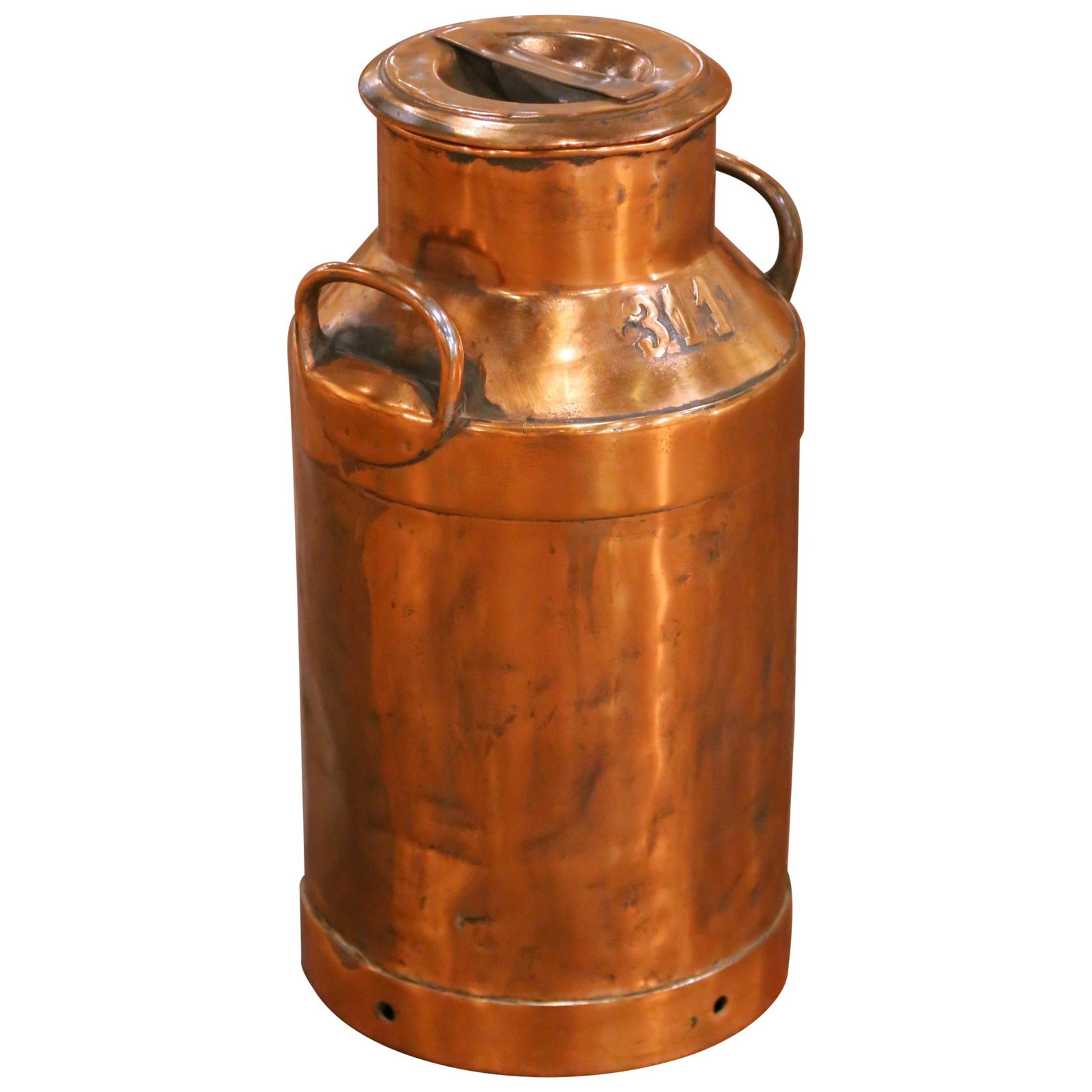Antique French Copper Dairy Milk Can with Lid and Side Handles Circa 1890 (1 of 12)