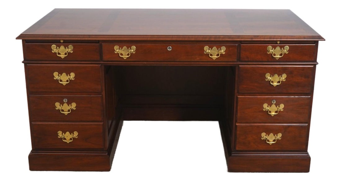 Statton cherry kneehole executive desk 62w x 32d x 31h (1 of 10)
