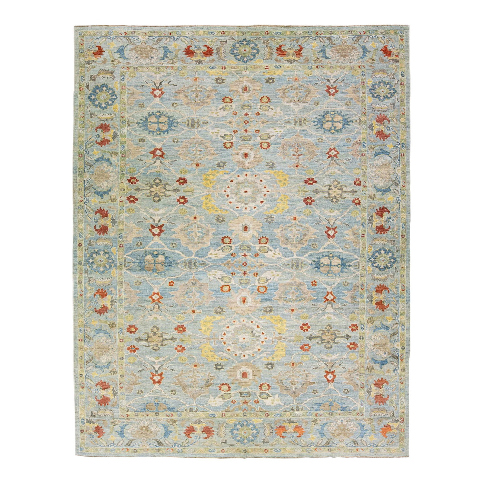 Contemporary Sultanabad Light Blue Floral Wool Rug 12'2 x 15'5 (1 of 9)