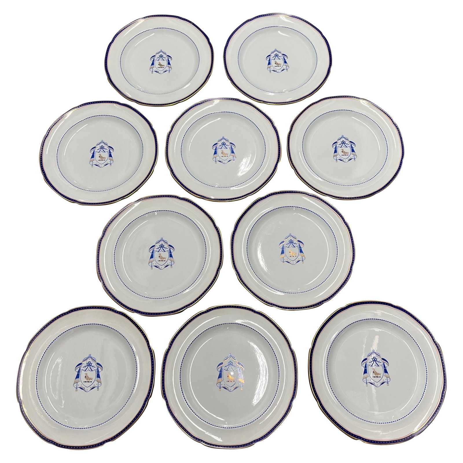 Set of 10 Antique Copeland Spode Armorial Dinner Plates Porcelain C. 1950 (1 of 7)