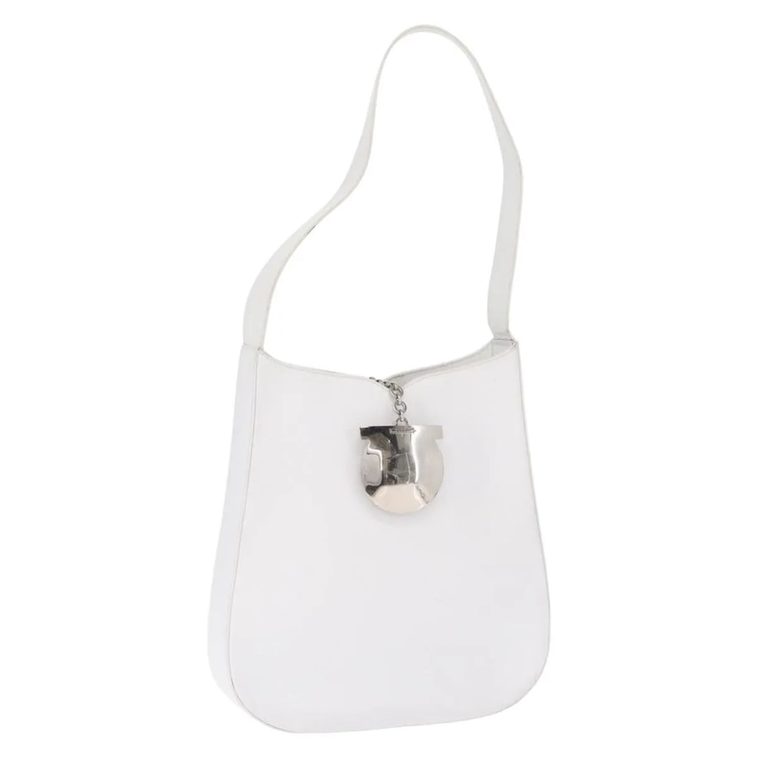 White Leather Shoulder Bag Salvatore Ferragamo Gancini (1 of 18)
