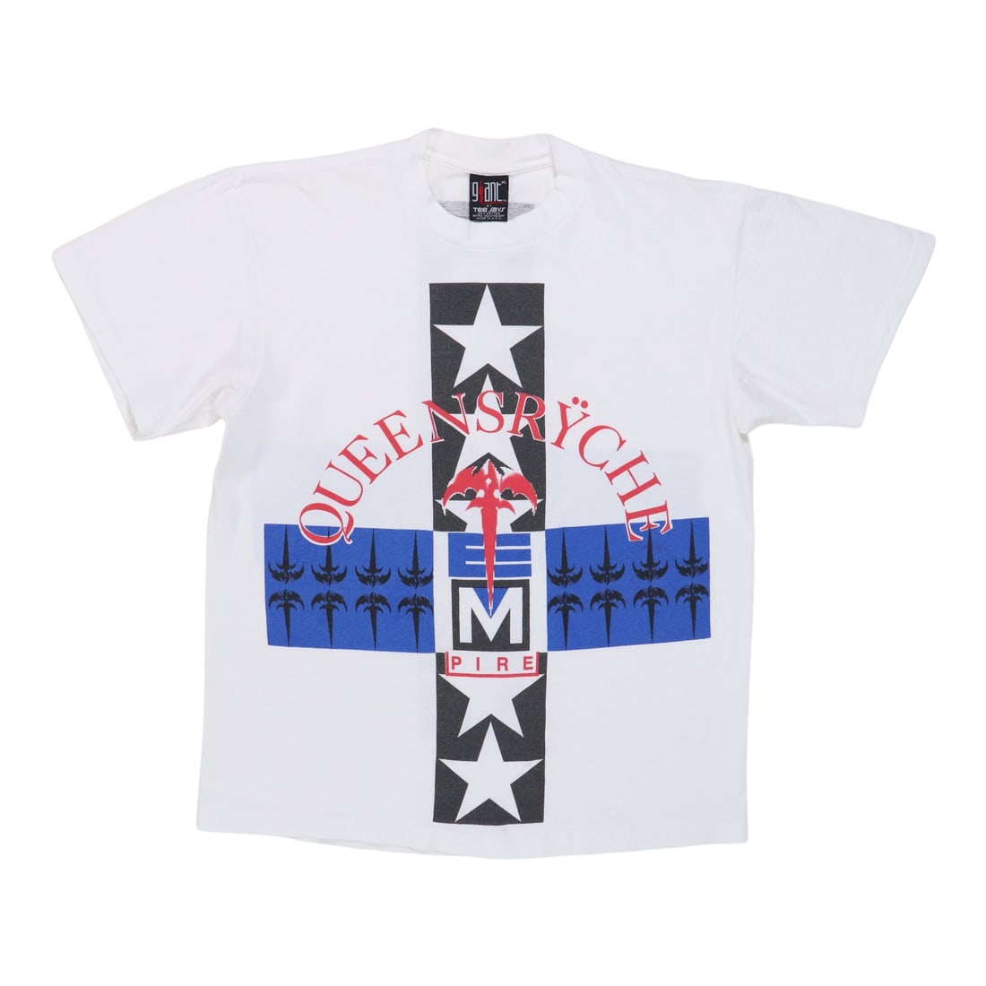 Vintage 1990 Queensryche Empire Tour Cotton T-Shirt White XL: Vintage 1990 Queensryche Empire Tour Cotton T-Shirt White XL This is an original vintage 1990 Queensryche Empire shirt, featuring graphics on both the front and back. Made from 100% cotton and present