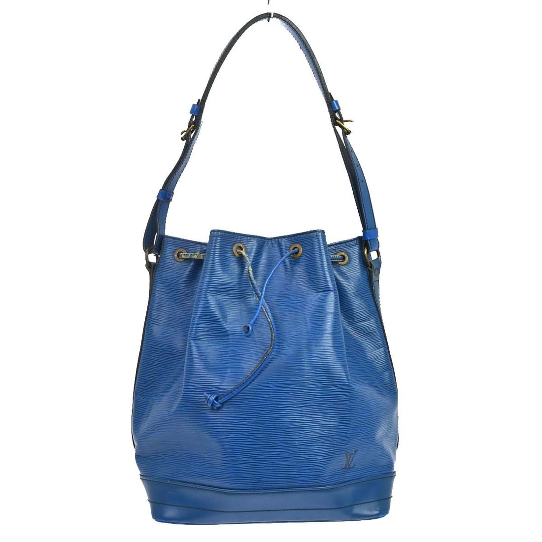 Louis Vuitton Noe Blue Epi Leather Drawstring Shoulder Bag M44005: Louis Vuitton Noe Blue Epi Leather Drawstring Shoulder Bag M44005 Vintage Louis Vuitton Noe shoulder bag in blue Epi leather with a drawstring closure and adjustable shoulder strap. The bag features a