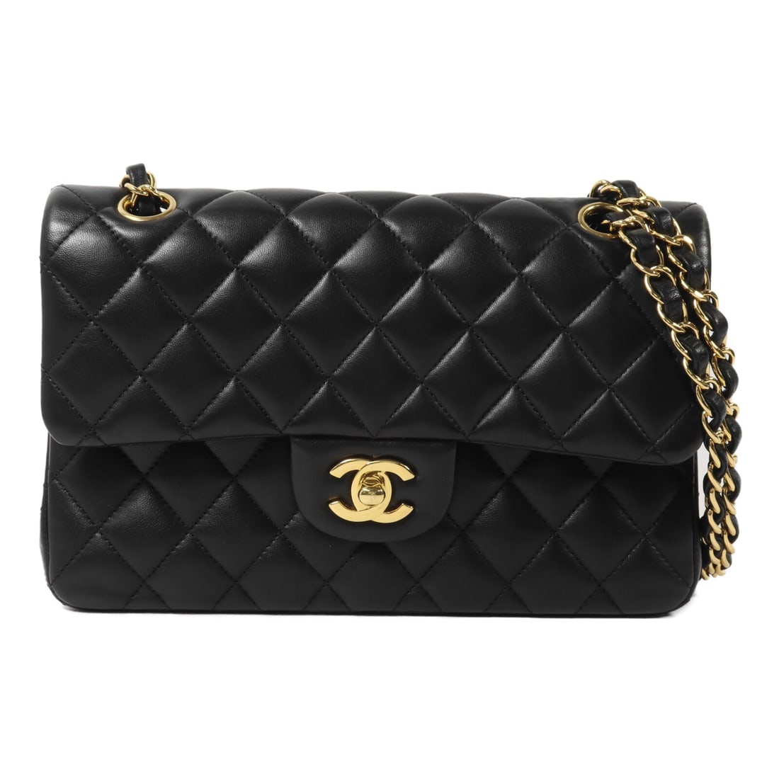 CHANEL Classic 23 Lambskin Black Shoulder Bag GHW: CHANEL Classic 23 Lambskin Black Shoulder Bag GHW This CHANEL CC Classic 23 shoulder bag features elegant gold-tone hardware and is crafted from luxurious black lambskin leather. Designed for women, i