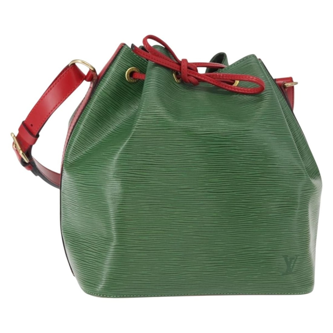 Louis Vuitton M44147 Petit Noe Epi Leather Shoulder Bag Green Red: Louis Vuitton M44147 Petit Noe Epi Leather Shoulder Bag Green Red Louis Vuitton Petit Noe shoulder bag in green and red Epi leather. This women's bag is made in France and includes a dust bag. Conditi