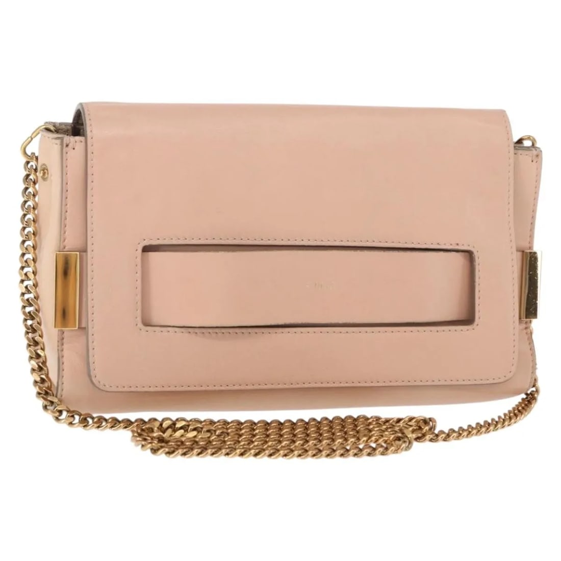 Elle Chain Clutch Pink Leather Shoulder Bag by Chloe: Elle Chain Clutch Pink Leather Shoulder Bag by Chloe The Chloe Elle Chain Clutch is a stylish pink leather shoulder bag designed for women. Crafted in Italy, this clutch features a chain shoulder stra