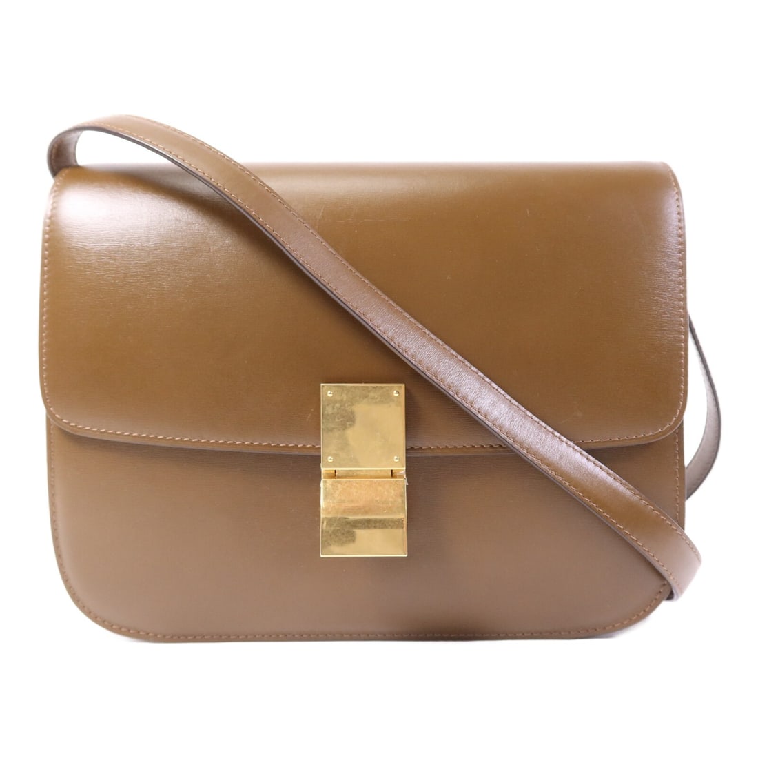 Brown Calfskin Classic Box Shoulder Bag by CELINE with Gold Hardware (1 of 15)
