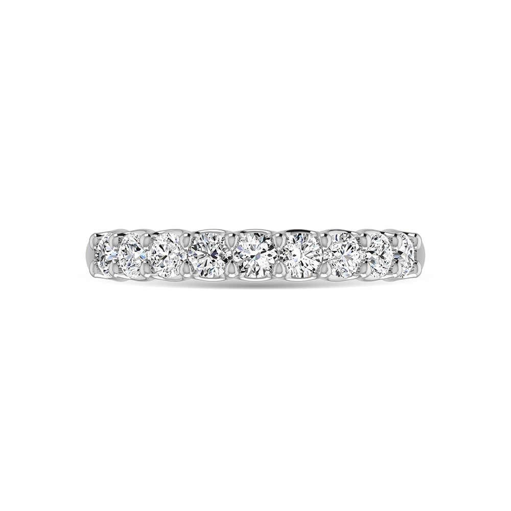 14K White Gold Lab Grown Diamond 1 3/4 Ct.Tw. Round Shape Half Way wedding Band (size 6.5) (1 of 4)