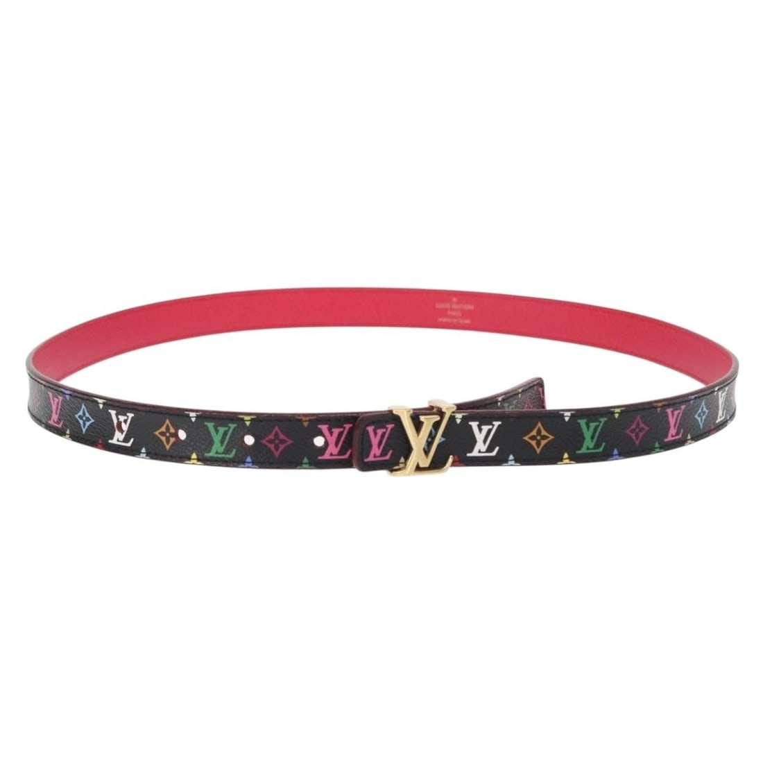 LOUIS VUITTON Multicolor Canvas Initials Belt Black M9631 Auth (1 of 12)