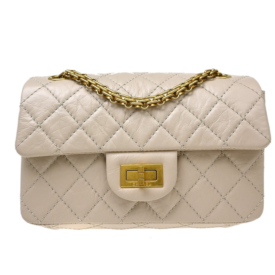 CHANEL Classic Mademoiselle Lock Small Beige Lambskin Shoulder Bag: CHANEL Classic Mademoiselle Lock Small Beige Lambskin Shoulder Bag Chanel Mademoiselle Lock shoulder bag in beige lambskin with a matelasse quilted exterior and flap turnlock closure. This small shoul