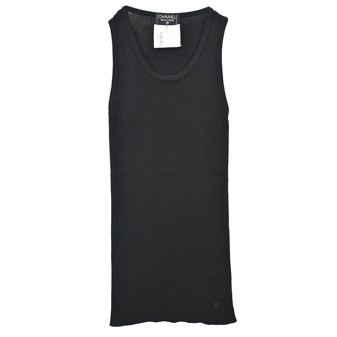 Chanel Black Cotton Tank Top Womens Size 38 France (1 of 15)
