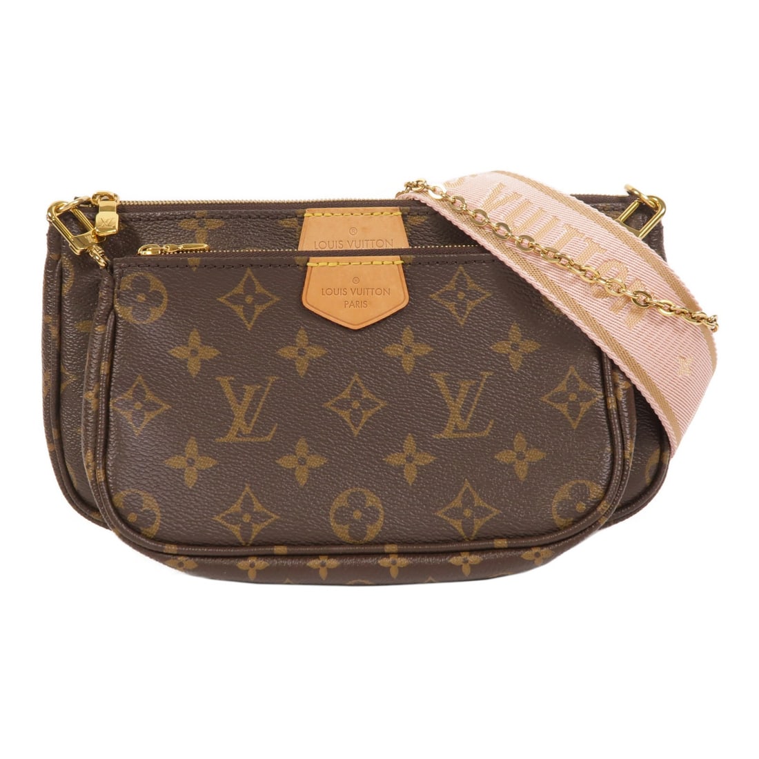 Louis Vuitton Multi Pochette Accessoires Brown Monogram Shoulder Bag M44840: Louis Vuitton Multi Pochette Accessoires Brown Monogram Shoulder Bag M44840 This Louis Vuitton Multi Pochette Accessoires is a versatile 2-way shoulder bag crafted from brown PVC coated canvas in the 