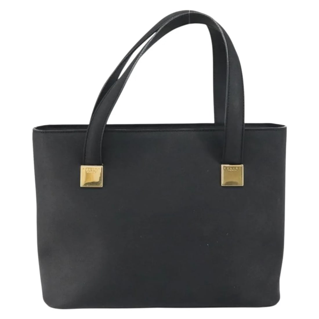 Celine Black Leather Handbag 27cm by 21cm by 12cm for Women: Celine Black Leather Handbag 27cm by 21cm by 12cm for Women This black leather handbag for women by Celine features a compact design with dimensions of 27cm x 21cm x 12cm. Made in Italy, the bag shows