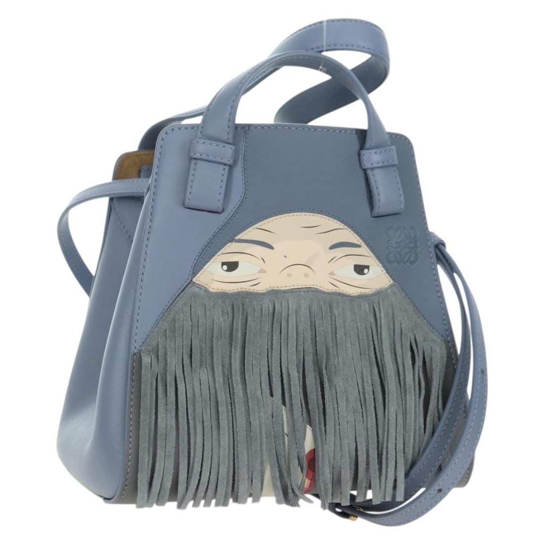 LOEWE Ghibli Howl's Hammock Markl 2way Light Blue Leather Bag: LOEWE Ghibli Howl's Hammock Markl 2way Light Blue Leather Bag This LOEWE x Ghibli Howl's Hammock Nuggets Markl Bag is crafted from light blue leather and offers versatile 2-way wear as a handbag or sh
