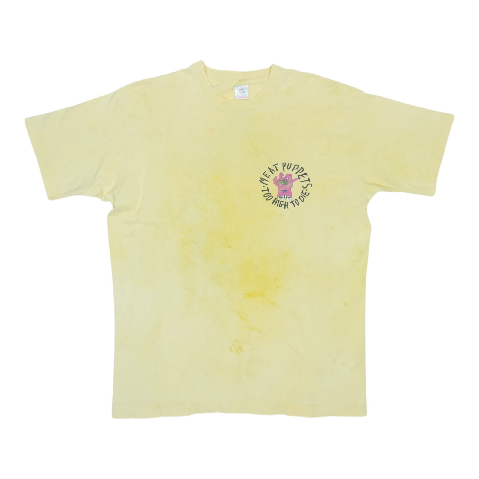 Vintage 1994 Meat Puppets Too High To Die Tour Cotton T-Shirt Yellow (1 of 6)
