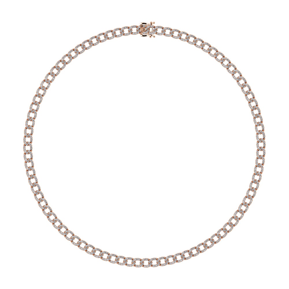 Diamond 7 5/8 Ct.Tw. Cuban Necklace in 14K Rose Gold: Diamond 7 5/8 Ct.Tw. Cuban Necklace in 14K Rose Gold 14k Rose Gold Stone Color: G-h Stone Clarity: I1 Unless otherwise specified, pendants that include a chain are paired with our standard 18-inch len